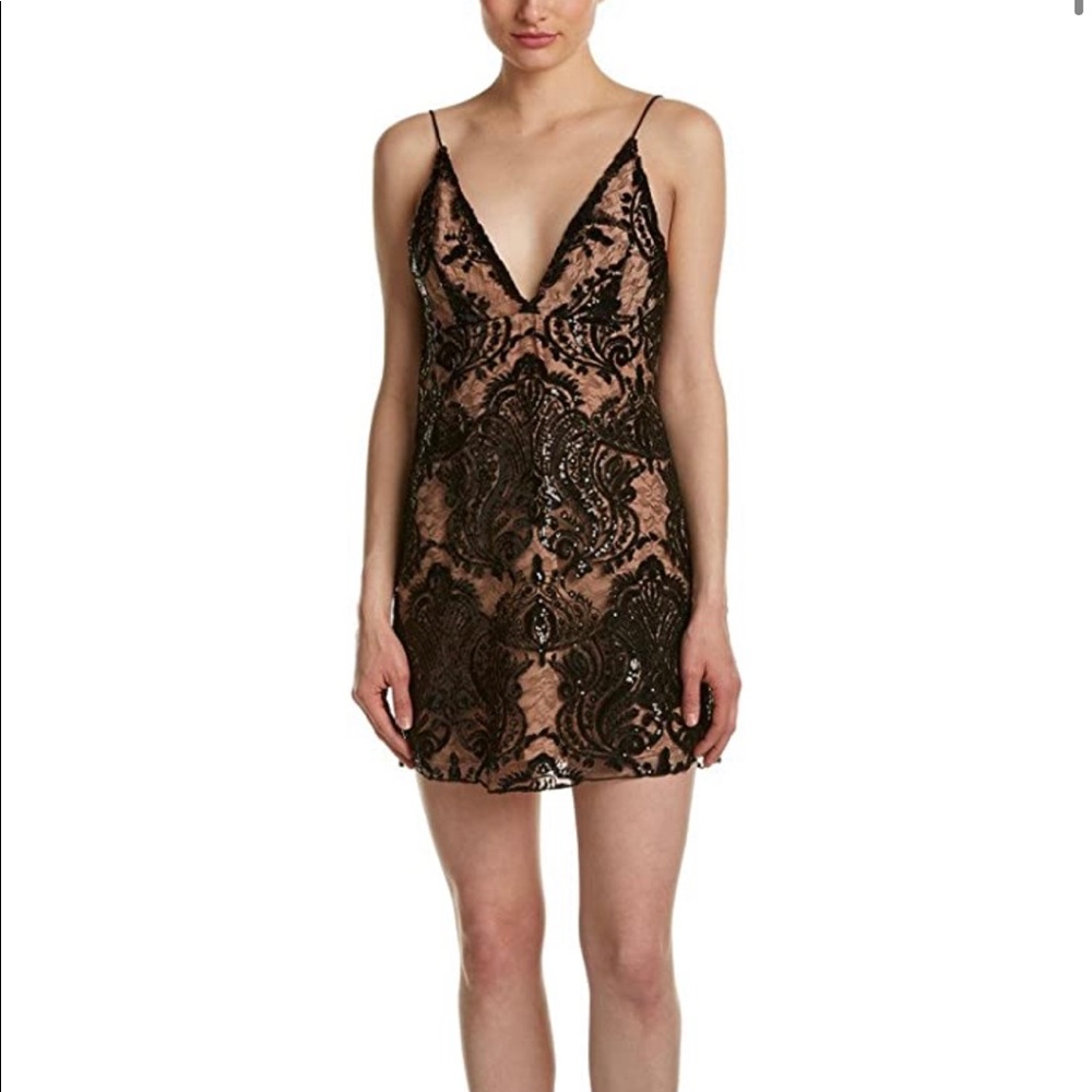 Free People Lace Cocktail Night Shimmer Mini Dress NWT 10